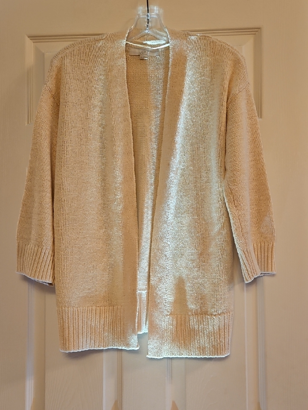 LOFT Cream Open-Front Cardigan Sweater